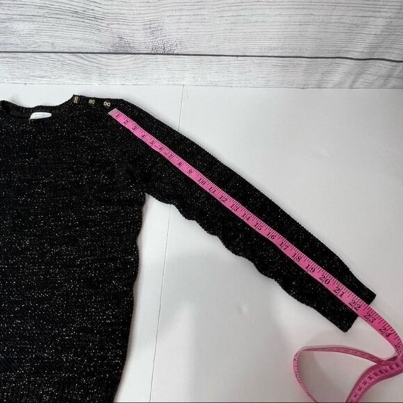 CHARTER Club Woman Black Metallic Gold Sprinkle Pull Over Sweater Petite M - Picture 9 of 9